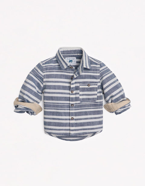 BABY BOYS STRIPES LONG SLEEVES WOVENSHIRT - gingersnaps | Shop Kids & Children's clothing online at gingersnaps.com.ph, woven shirt for babies, long sleeves for kids, stripes long sleeves for baby boys, collared shirt for baby boys, kids boys long sleeves polo, polo for kids, stripes long sleeves polo, striped polo for kids boys 