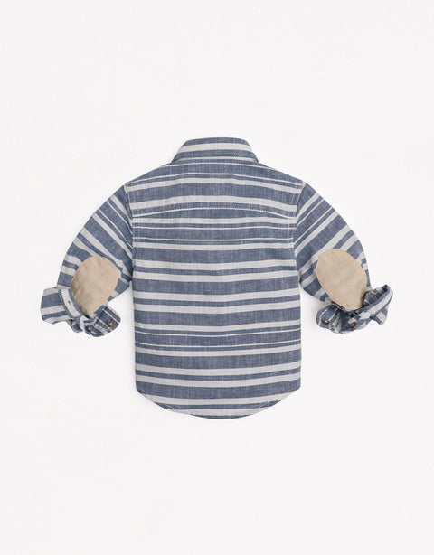 BABY BOYS STRIPES LONG SLEEVES WOVENSHIRT - gingersnaps | Shop Kids & Children's clothing online at gingersnaps.com.ph, woven shirt, long sleeves for kids, stripes long sleeves for baby boys, collared shirt for baby boys, kids boys long sleeves polo, polo for kids, blue and white stripes long sleeves polo, blue and white polo for kids boys 