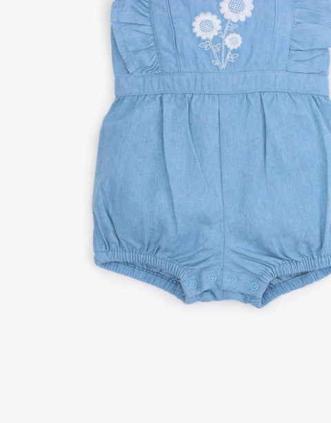 BABY GIRLS DAISY EMBROIDERED PLAYSUIT - gingersnaps | Shop Kids & Children's clothing online at gingersnaps.com.ph