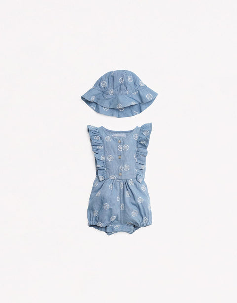 BABY GIRLS ROMPER WITH RUFFLES & HAT SET - gingersnaps | Shop Kids & Children's clothing online at gingersnaps.com.ph