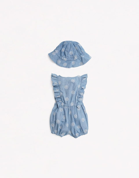 BABY GIRLS ROMPER WITH RUFFLES & HAT SET - gingersnaps | Shop Kids & Children's clothing online at gingersnaps.com.ph