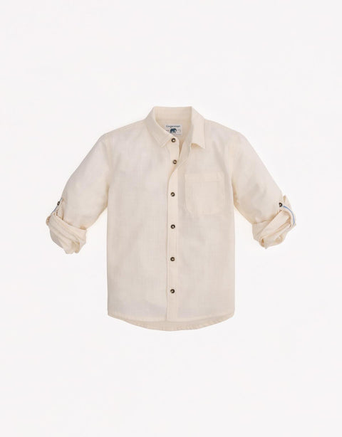 BOYS CRUMPLED COTTON WOVEN LONG SLEEVES SHIRT - gingersnaps | Shop Kids & Children's clothing online at gingersnaps.com.ph