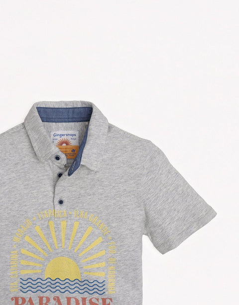 BOYS PARADISE BIG PRINT POLO - gingersnaps | Shop Kids & Children's clothing online at gingersnaps.com.ph, polo shirt, gray polo shirt, polo, gray polo, grey polo shirt, grey polo shirts, polo shirt for kids, kids' polo shirt, polo shirts for kids boys, kids clothes for boys sale