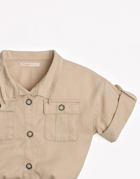 GIRLS CROPPED SHIRT JACKET WITH BISHOP POCKETS ON FRONT - gingersnaps | Shop Kids & Children's clothing online at gingersnaps.com.ph
