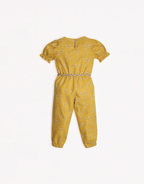 GIRLS OVERLAP JUMPSUIT WITH PUFF SLEEVES AND BRAIDED TIES - gingersnaps | Shop Kids & Children's clothing online at gingersnaps.com.ph